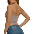 thumbnail image 4 of adviicd Women Tops Womens Sleeveless Racerback High Neck Casual Basic Cotton Ribbed Fitted Tank Top(Khaki,L), 4 of 6