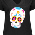 thumbnail image 4 of Inktastic Sugar Skull Blue Women's Plus Size V-Neck T-Shirt, 4 of 5