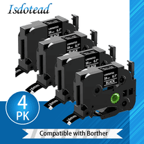 Isdotead 4-Pack Label Maker Tape Black Replacement for Brother TZe-335 P Touch Label Tape TZe TZ 12mm 0.47 White on Black Laminated for Brother PT-D210 PT-D220 PT-H110 PT-D400 PT-D600