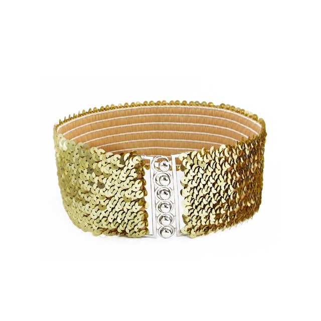 Cinturón de cintura con hebilla de bloqueo interconectada y detalle de lentejuelas INSPIRE CHIC para mujeres