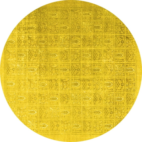 Ahgly Company Indoor Round Persian Yellow Traditional Area Rugs, 8' Round