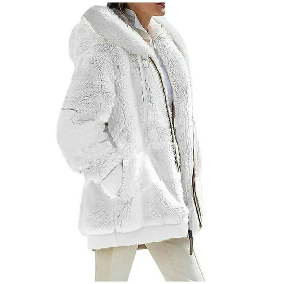 Mlqidk Winter Coats for Women 2023 Oversized Sherpa Jackets Fuzzy Fleece Hoodies Zip Up Outerwear Coat with Pockets Wine L