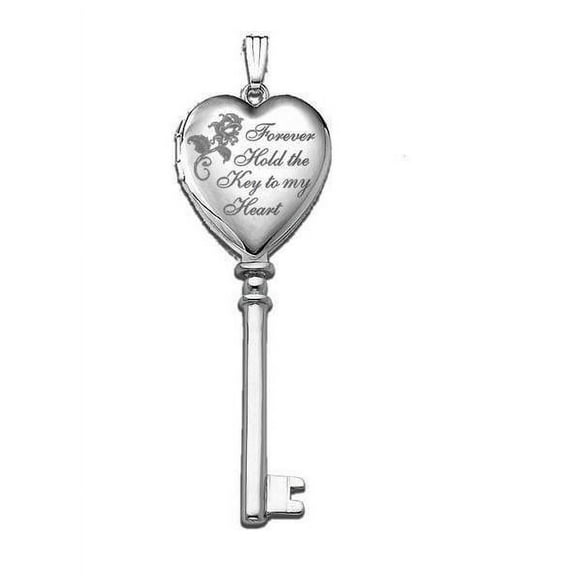 Sterling Silver "Key to My Heart" KEY Locket - 3/4 Inch X 2 Inch