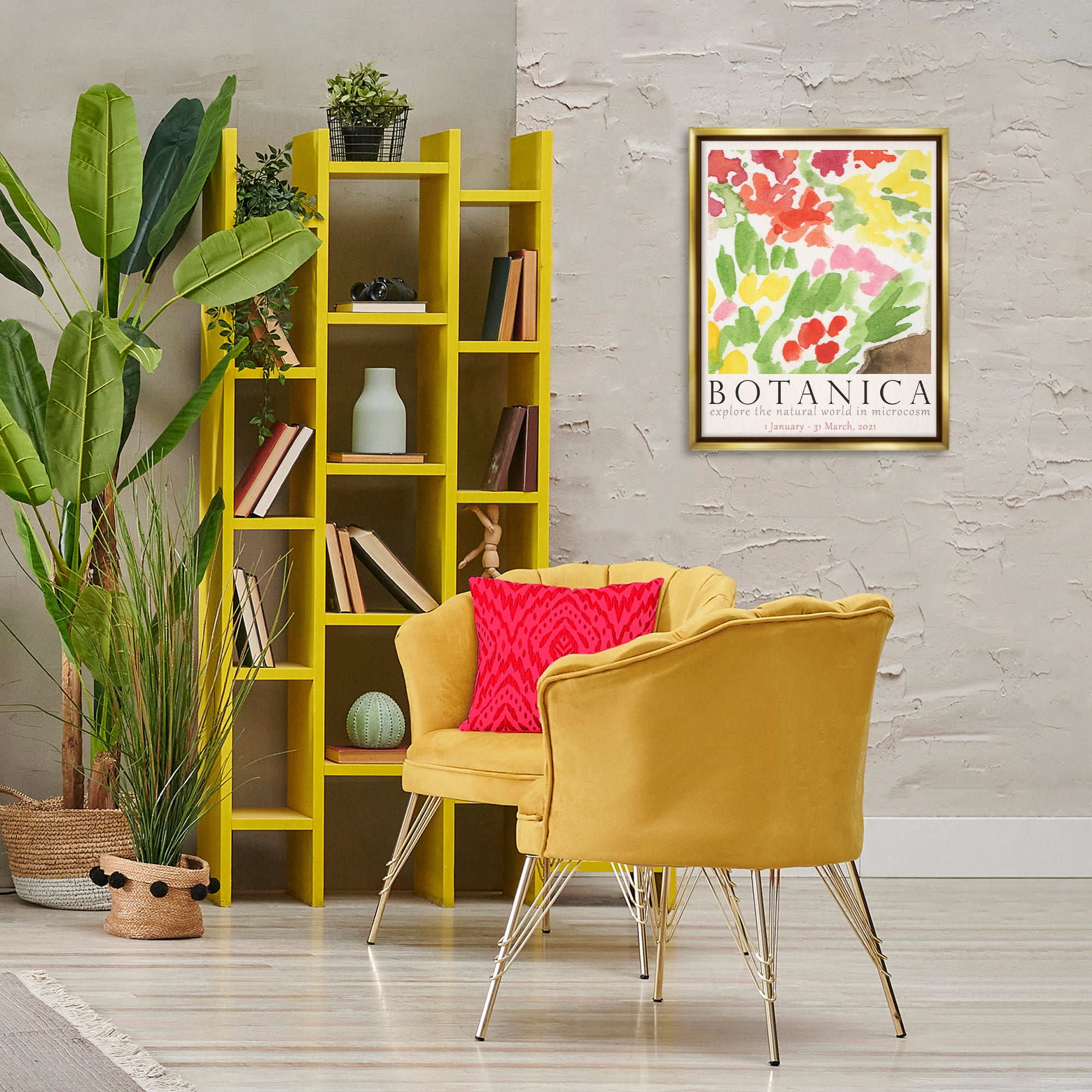 Stupell Industries Botanica Floral Museum Plants & Flowers Painting Gold Floater Framed Canvas Art Print Wall Art, 17 x 21