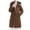 Brown, variant on HAPIMO Women Quilted Coat Midi Length Long Sleeve Puffer Jacket Solid Hooded Padded Coats Thick Warm Winter Outerwear Black L