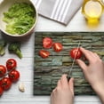 thumbnail image 3 of Marble Print Cutting Board, Urban Brick Slate Stone Wall Rocks Featured Facade Architecture Town Picture, Decorative Tempered Glass Cutting and Serving Board, Large Size, Multicolor, by Ambesonne, 3 of 5