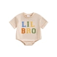 thumbnail image 2 of Baby Boy Short Sleeve Romper Round Neck Letter Print Jumpsuit Infant Toddler Jumpsuit Little Brother Summer Clothes, 2 of 10