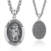 TANGPOET St Michael the Archangel Protect Us Unisex Necklace Sterling Silver For Adult Silver