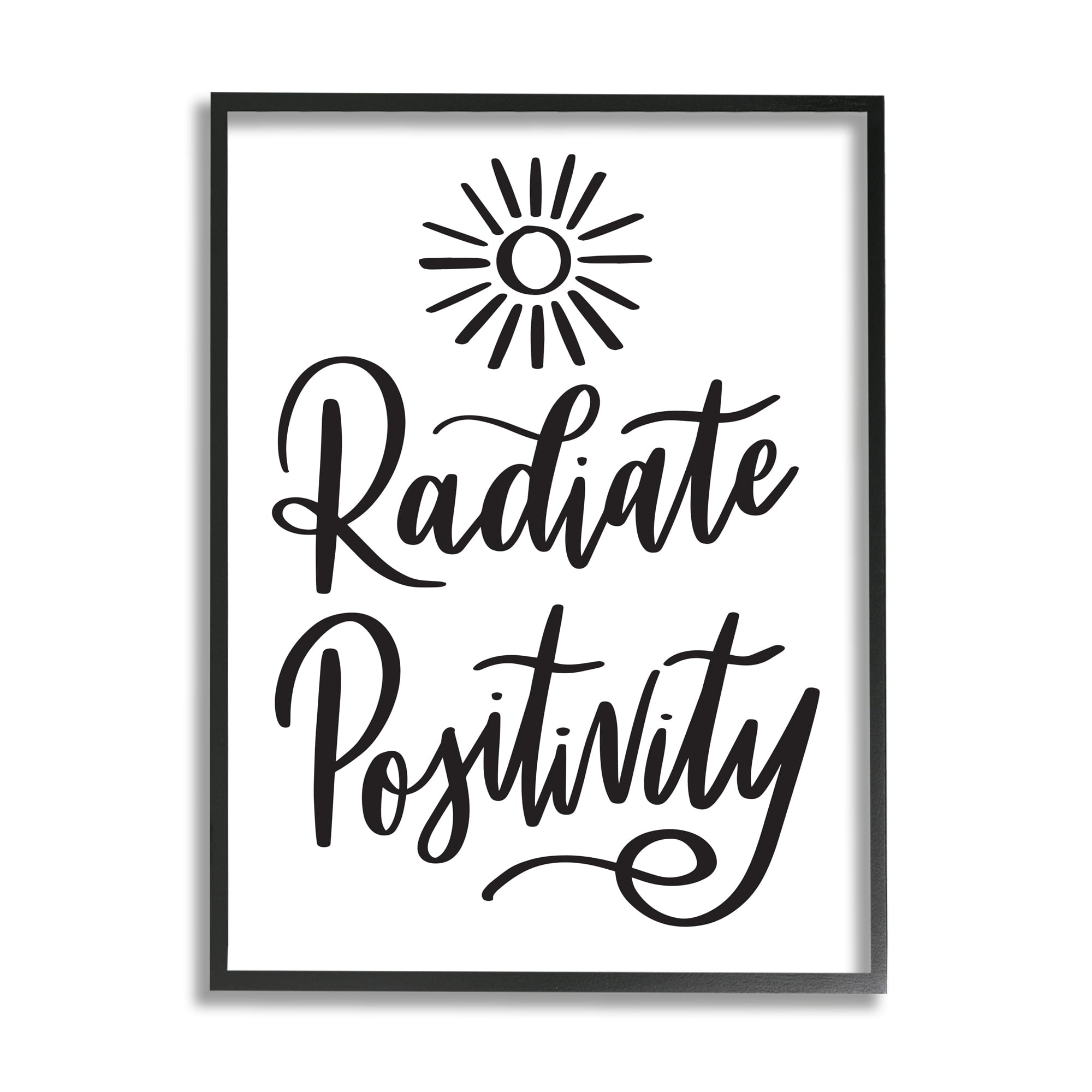 Stupell Industries Radiate Positivity Motivational Phrase Minimal Text Sun Illustration, 16 x 20,Design by Hey Bre! Creative Studio