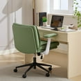 thumbnail image 5 of HUJHKIO Cross Legged Office Chair with Flip-Up Arms, Wide Swivel Chair, 360° Rolling Ergonomic Desk Chair, Adjustable Comfy Leather Seat for Home Office, Vanity & Study, Supports 300 lbs, Green, 5 of 9