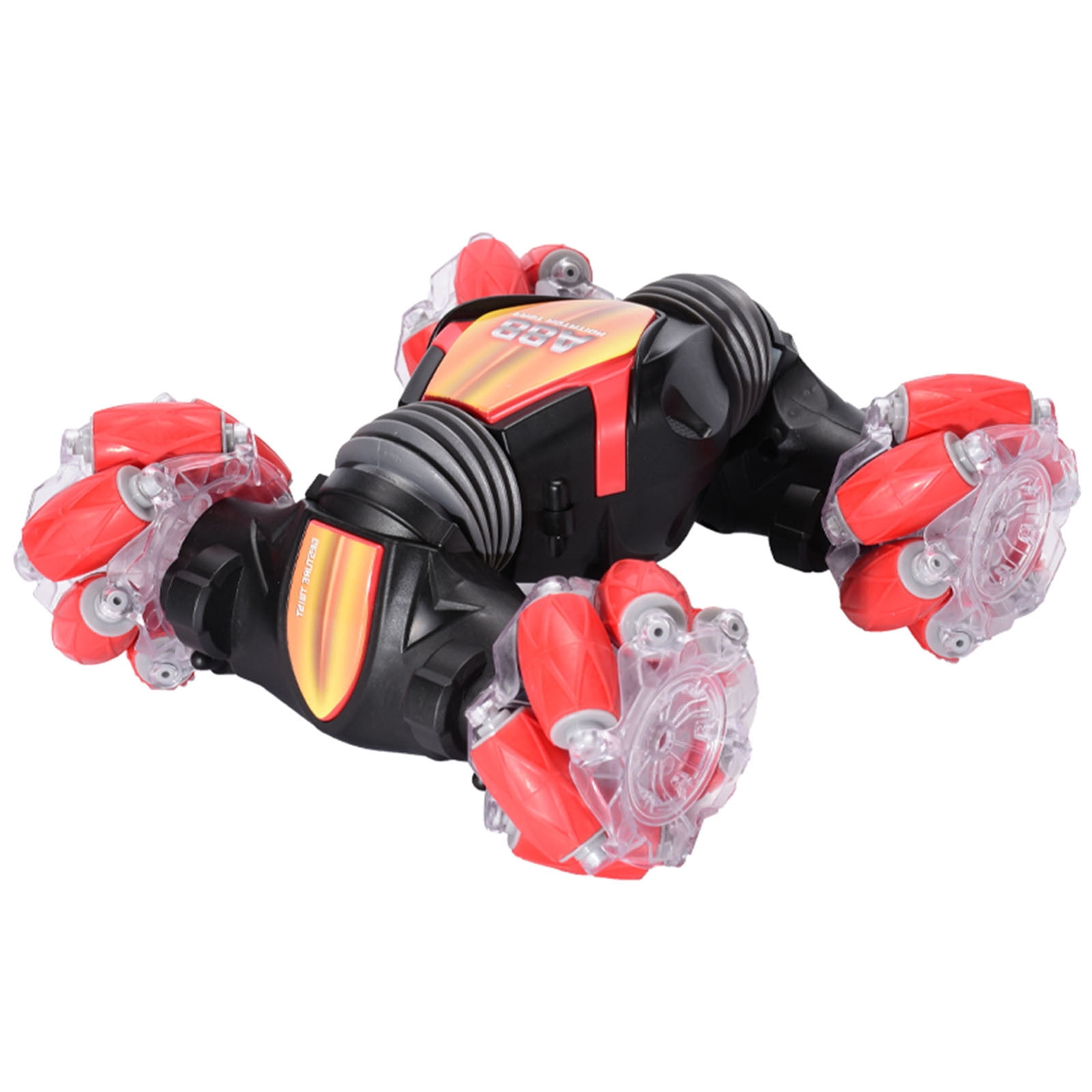 Red 4Wd Rc Stunt Car 2.4Ghz Led Light Gesture Induction Twisting Off Road Vehicle Climb Crawler 45 Min Play Time