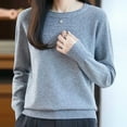 thumbnail image 5 of YueHuiYing Women's Fashion Casual Solid Color Semi-turtle Neck Loose Winter Knitted Sweater Pullover Top, 5 of 6