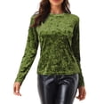thumbnail image 1 of INSPIRE CHIC T-Shirts en Velours pour Femmes Col Rond Manches Longues Décontracté TG Vert Pâle, 1 of 6