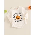 thumbnail image 5 of Aojekbee Baby Girl Boy Halloween Romper Pumpkin Bat Print Long Sleeve Sweatshirt Jumpsuit for Fall, 5 of 10