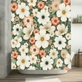thumbnail image 2 of Peach and White Floral Pattern Polyester Shower Curtain for Spring Summer Home Bathroom Bath Tub Decor 72x72 inch, 2 of 5