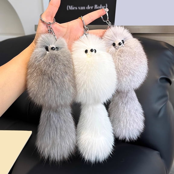 SmartBy Keychain Pendant Fox Plush Doll Charm Soft Stuffed Key Holder Portable Key Organizer Backpack Bag Accessory