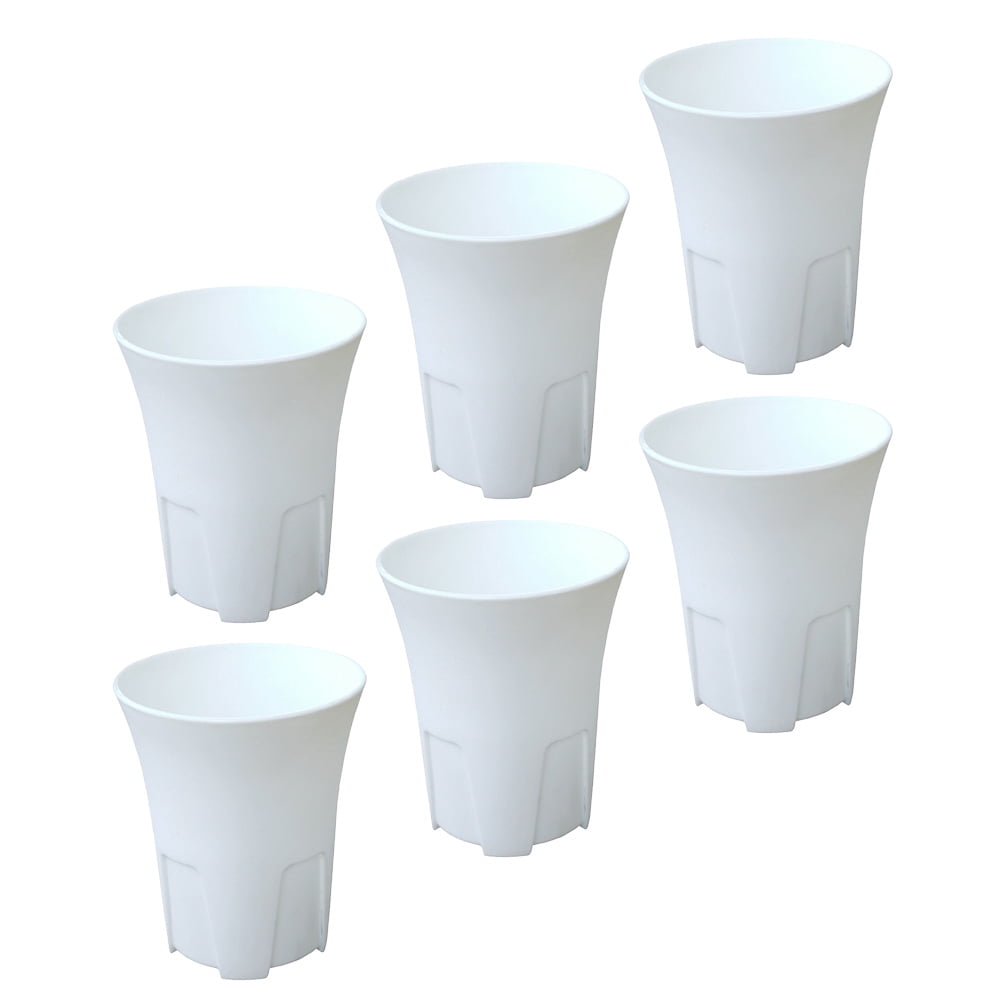 unbranded  6 Pcs Indoor Plants Pots Rounded Flowerpot Frosted Planter White