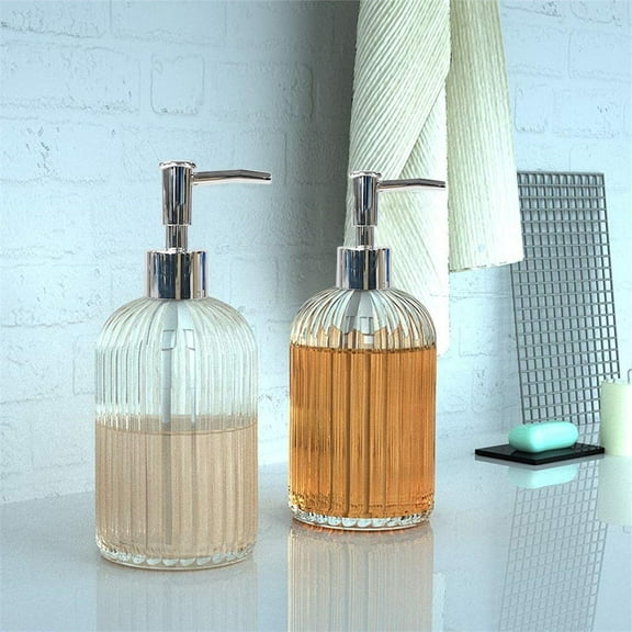 Glass Soap Dispenser under $5! CQCYD Glass Soap Dispenser 18oz, Clear Manual Pump Bottle for Bathroom Kitchen, Refillable Liquid Soap Lotion Dispenser with Elegant Design