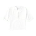thumbnail image 5 of AherBiu Girls Summer Clothes Cotton Linen Half Button Notch V Neck 1/2 Sleeve Shirts Blouse for Kids Teens, 5 of 5