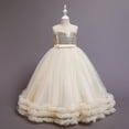 thumbnail image 6 of WOLLEDR Kids Baby Girls Lace Princess Dresses Toddler Solid Color Sleeveless Tutu Dress Girls Wedding Party Gown for 4-12 Years, 6 of 9