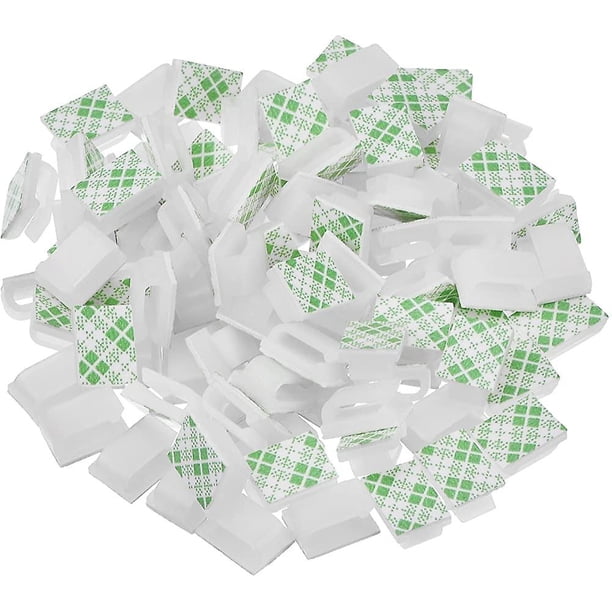 100 piezas de clips adhesivos para cables, clips de alambre, gestión de cables, bridas para cables, soporte para cables, color blanco