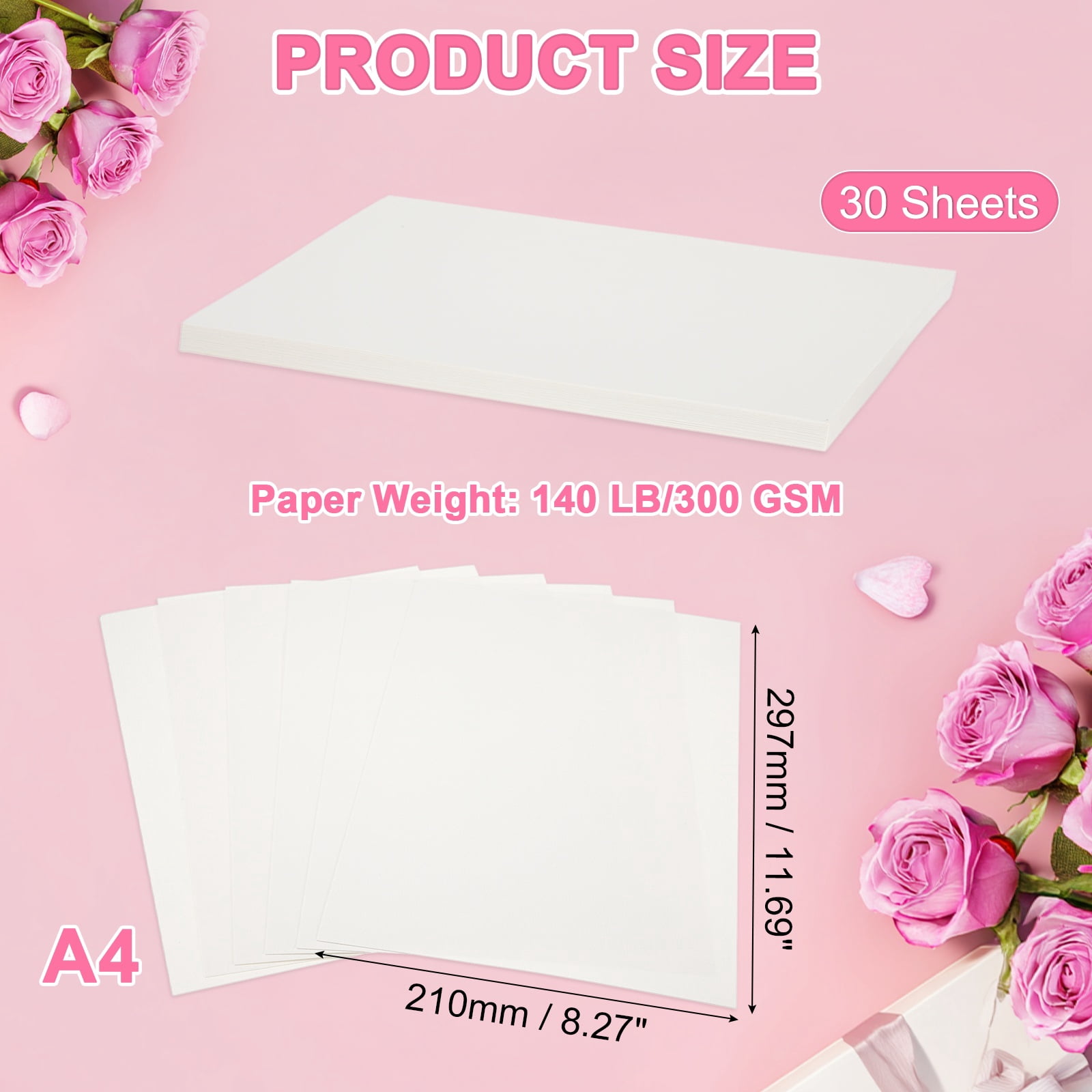 A4 Watercolour Paper Bulk,140 LB/300 GSM Water Colour Paper, White, Pack of 30