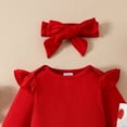 thumbnail image 5 of Gubotare Baby Girl Skirt Outfit Fall Outfits for Toddler Girls Long Sleeve Romper Suspender Skirts Headband Winter Outfit 0 3 6 9 12 18 24 Months (Red,0-3 Months), 5 of 9