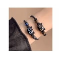 thumbnail image 4 of Piedra Lunar Gato Linda Pulsera De Pareja Tejida A Mano Con Xtellar negro, 4 of 4