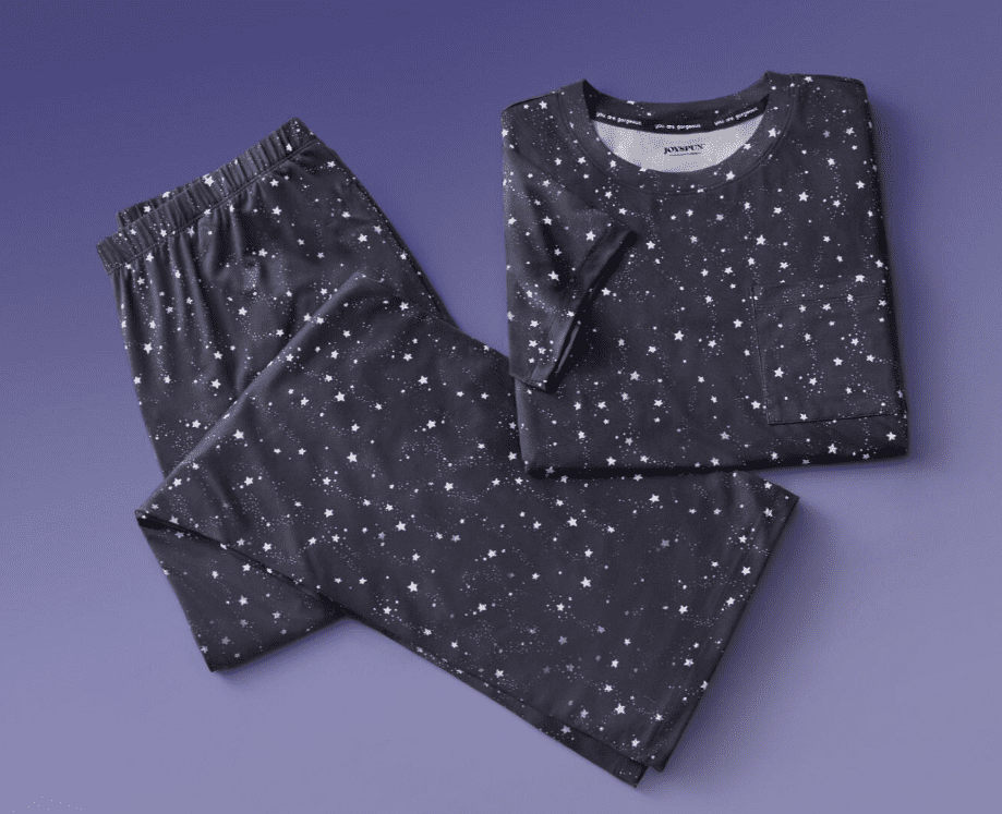 Joyspun Women's Dreamy Soft Collection Short Sleeve Sleep Top and Open Leg Pants Pajama Set, 2-Piece, Sizes XS-3X