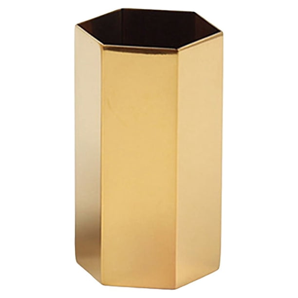 Organizador de pluma hexagonal creativo Organizador de contenedores Metal Desktop Caja de almacenamiento de artículos de estudiante Suministros de oficina (Dorado)