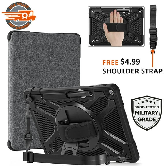 AMZER Rugged Case for Microsoft Surface Pro 12 (2025) – Heavy Duty Shockproof Protective Case with 360° Rotating Kickstand, Hand & Shoulder Strap, Business Friendly, Type Cover Keyboard Compatible