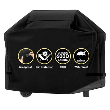 Grill Cover, 58 inch BBQ Gas Grill Cover for Outdoor Grill, Waterproof, Anti-UV, Rip-Proof, Fade Resistant Material, Barbecue Cover with Hook-and-Loop Straps Adjustable Hem Drawstring, Black