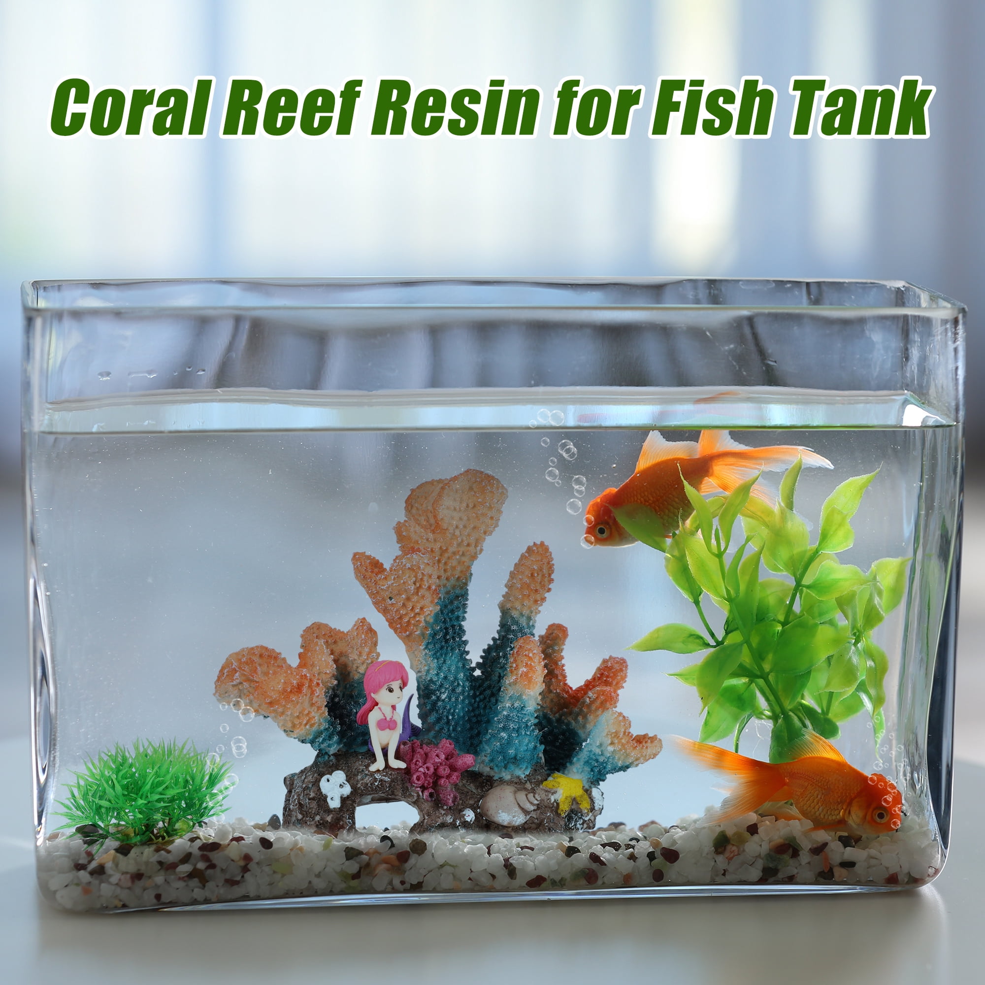 Unique Bargains Aquarium Coral Reef Decor Artificial Coral Reef Decor for Goldfish Fish Tank 8.46"x3.15"x6.10" Orange