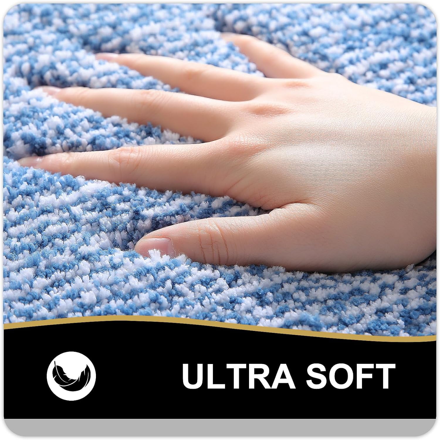 Ht Viik Bathroom Rugs 30x20, Extra Soft and Absorbent Microfiber Bath Mat, Non-Slip, Machine Washable, Quick Dry Shaggy Bath Carpet, Suitable for Bathroom Floor, Tub, Shower (Medium, Blue)