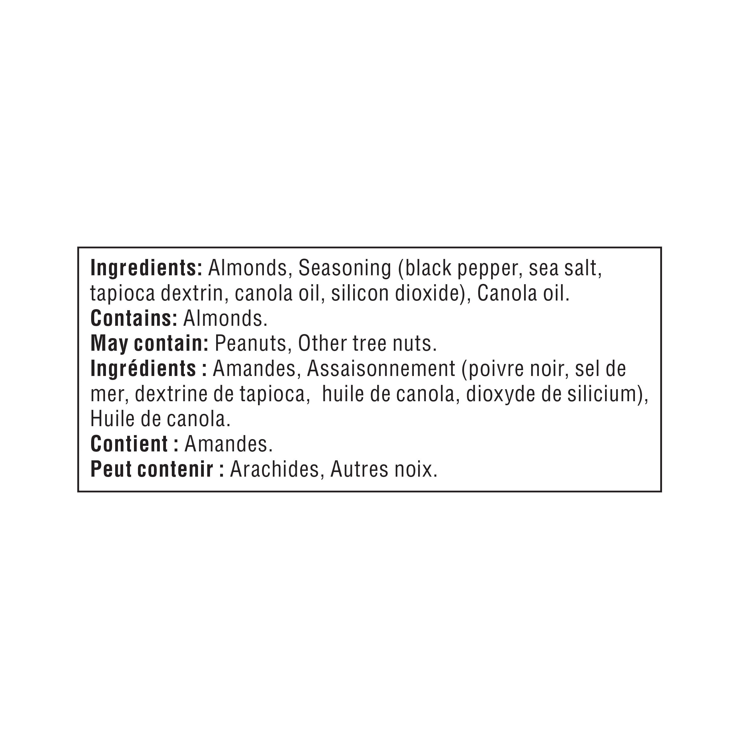 Amandes aromatisées Sel de mer et poivre noir Great Value