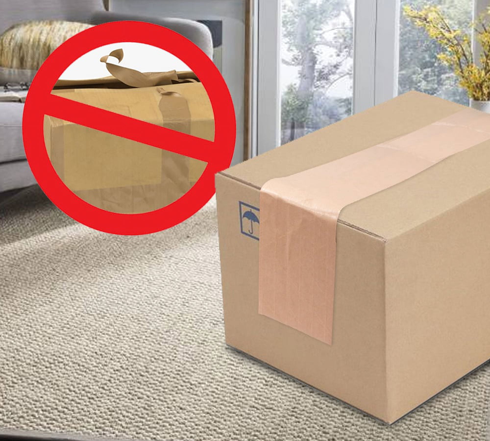 16 Rolls 2.75"x450' Water Activated Tape - Reinforced Gummed Tape for Package - Strong Adhesive & Holding Power Kraft Paper Tape - Brown Packing Tape for Sealing Box (7200 feet Total)