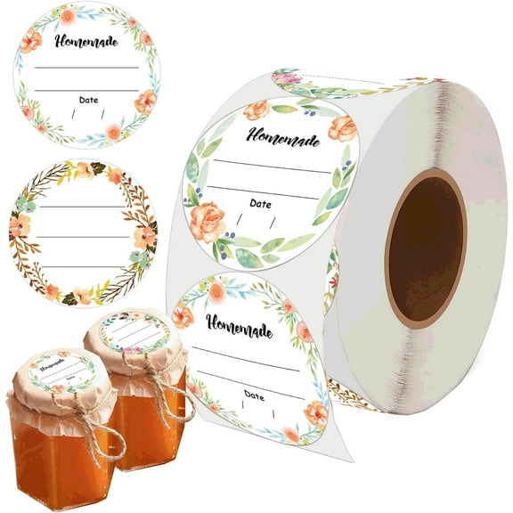 Watercolor Floral Canning Stickers 2inch Write on Date Contents Homemade Canning Labels for Handmade Mason Jars Spice Container 500Pcs