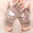 thumbnail image 5 of Knitted plush flap gloves Winter half finger gloves Women's cute gloves, 5 of 6