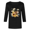 thumbnail image 6 of Qulqfy Womens T Shirts Crew neck Slim Fit 3/4 Length Sleeve Causal Tunic Raglan Basics Vacation Women Summer Tops L, 6 of 6