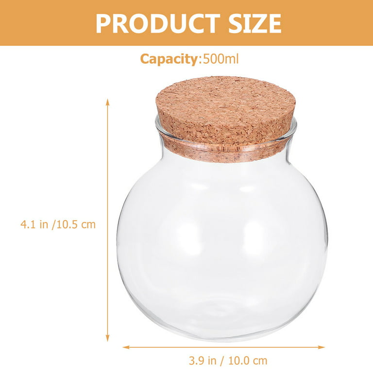 2Pcs 300ml/10oz Empty Clear Glass Bottles with Cork Stopper - Refillable  Dry Food Goods Storage Container Vial Jars For Flower Tea Dry Fruit Nuts