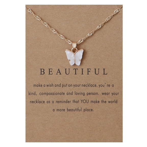 CASAFUN Colorful Acrylic Butterfly Pendant Necklace Bohemian Adjustable Retro Card Clavicle Chain Insect Animal Necklace for Women Friend Friendship Party Jewelry Gift Valentine's Day