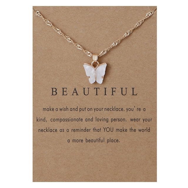 WREESH Collier Papillon Doux Collier en Acrylique Couleur Chaîne de Clavicule