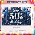 thumbnail image 2 of Blue Balloons Happy 50th Banner Silver Stars 50th Backdrop Fireworks Design Golden Accents Anniversary Background for 50th Birthday Party Adult Celebration Milestone Gathering, 2 of 9