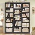 thumbnail image 3 of Homfa Triple Row 6-tier Bookshelf, 74 in Tall Bookshelf with 17 Open Display Shelves, Large Bookcase for Office Living Room, Black, 3 of 9