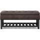 thumbnail image 5 of Entryway Footstool, Open Bottom in Distressed Brown Faux Leather, 44 Inch Wide Rectangle Storage Ottoman Bench My Lux Decor Round, 5 of 6