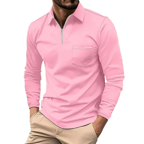 XIYON Long Sleeve Polo Shirts For Men Solid Lapel Shirt Casual Holiday Shirts Tops Classic Comfortable Shirts For Men