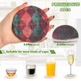 thumbnail image 2 of Yayeee 6 PCS Drink Coasters with Holder Set Woven Absorbent Round Tabletop Hot Pad, Vibrant Green Tartan Pattern, 2 of 7