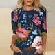thumbnail image 2 of Elegante blusa de manga tres cuartos con cuello redondo retro para mujer con estampado de Pascua y manga tres cuartos OAVQHLG3B Store  lin121212, 2 of 4