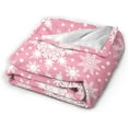 thumbnail image 3 of Winter Snowflakes Pink Throw Blanket Ultra Soft Warm All Season Christmas Decorative Fleece Blankets for Bed Chair Car Sofa Couch Bedroom 80"X60", 3 of 6