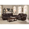 thumbnail image 2 of Pemberly Row Faux Leather Gel Double Reclining Sofa in Brown, 2 of 8